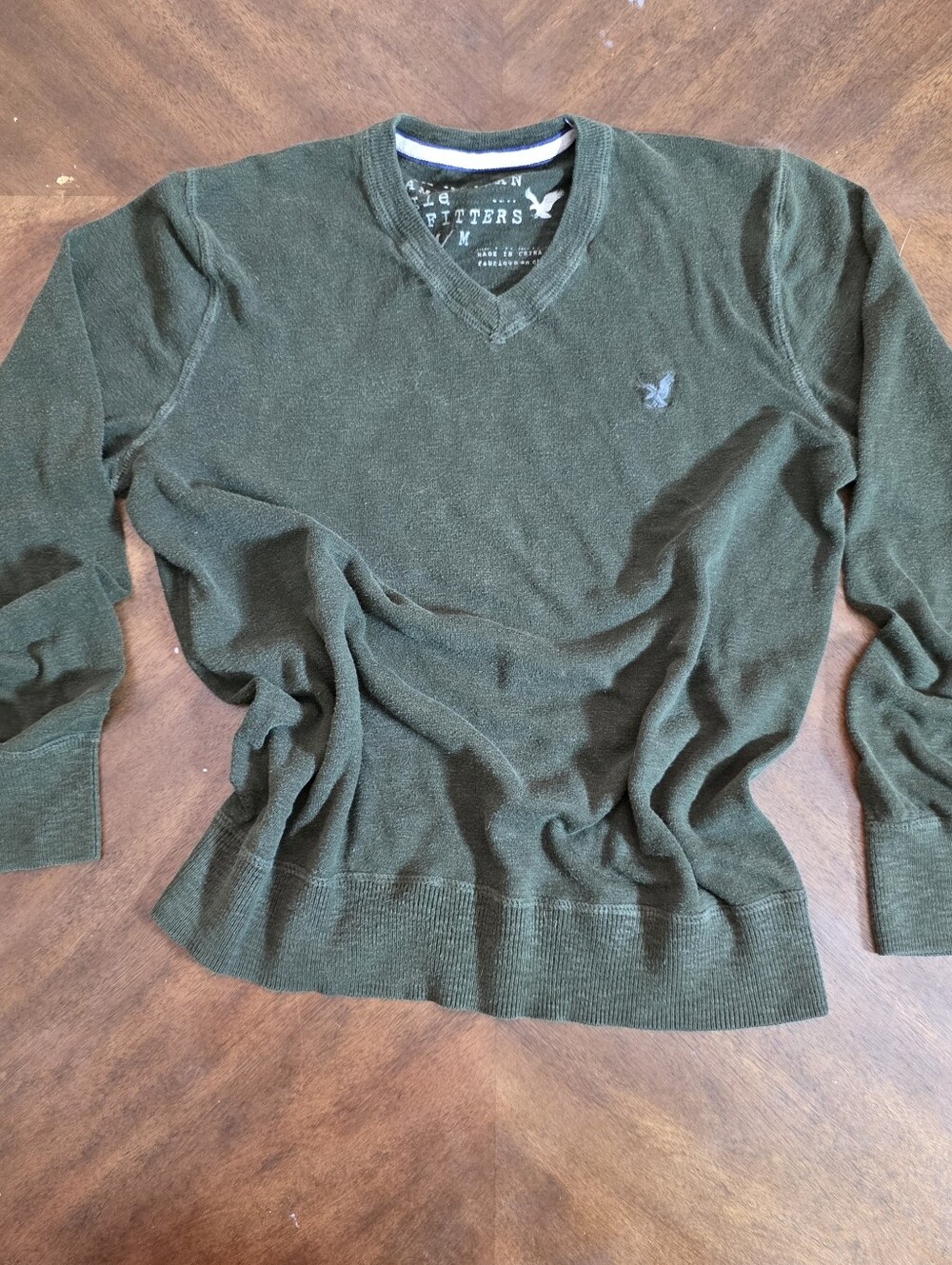 Vintage American Eagle Outfitters Dark Green V-Neck Sweater